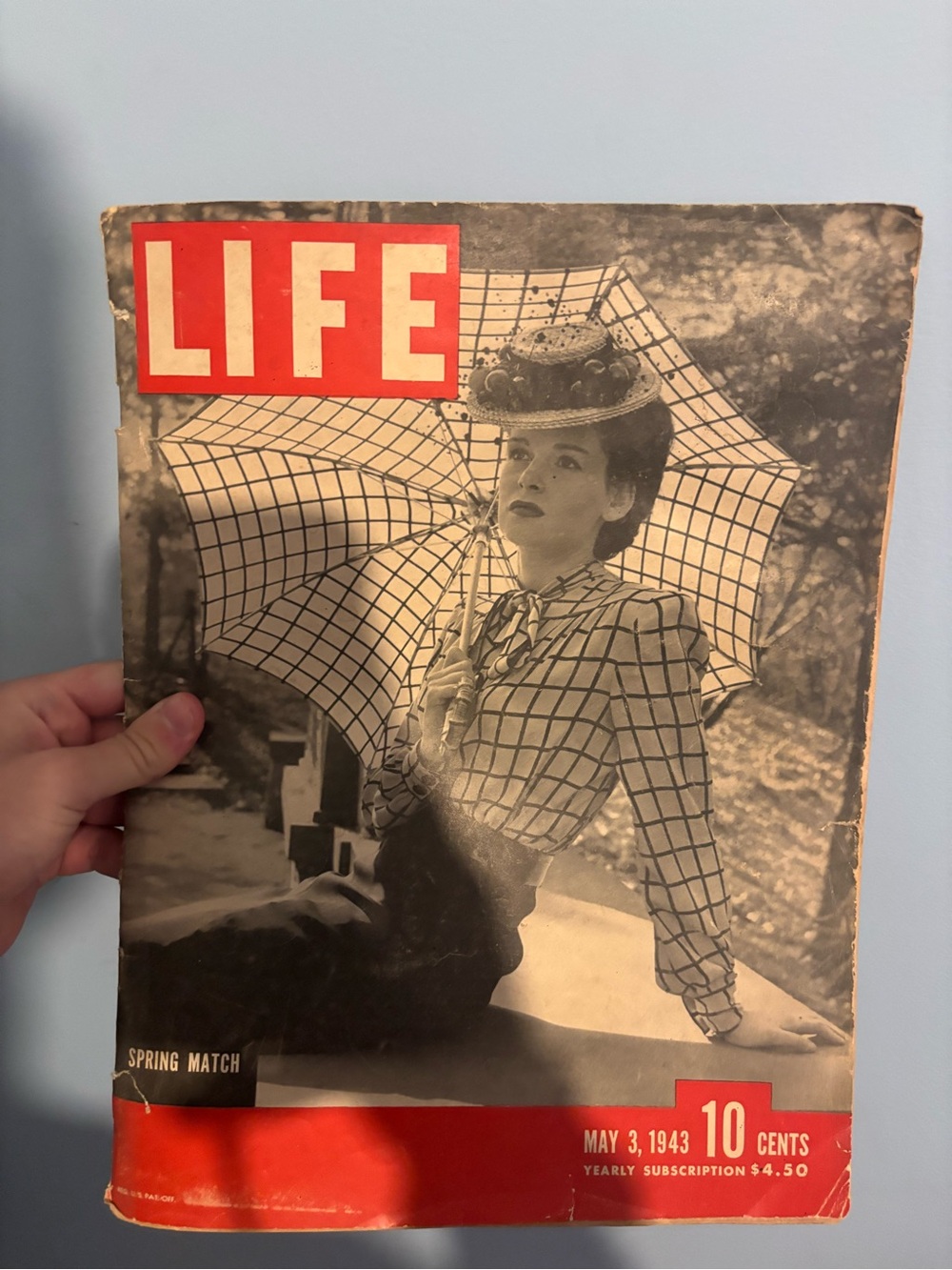 LIFE Magazine May 3, 1943 Cover - Black & White with Red Logo is fair condition